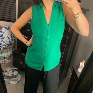 Express green button down tank